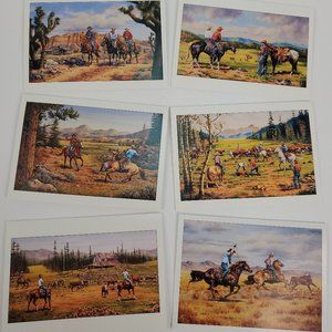 BLANK NOTE Cards W/Envelopes 18 Pk.‎ Oil Paintings of Western Cowboys 5" x 7"